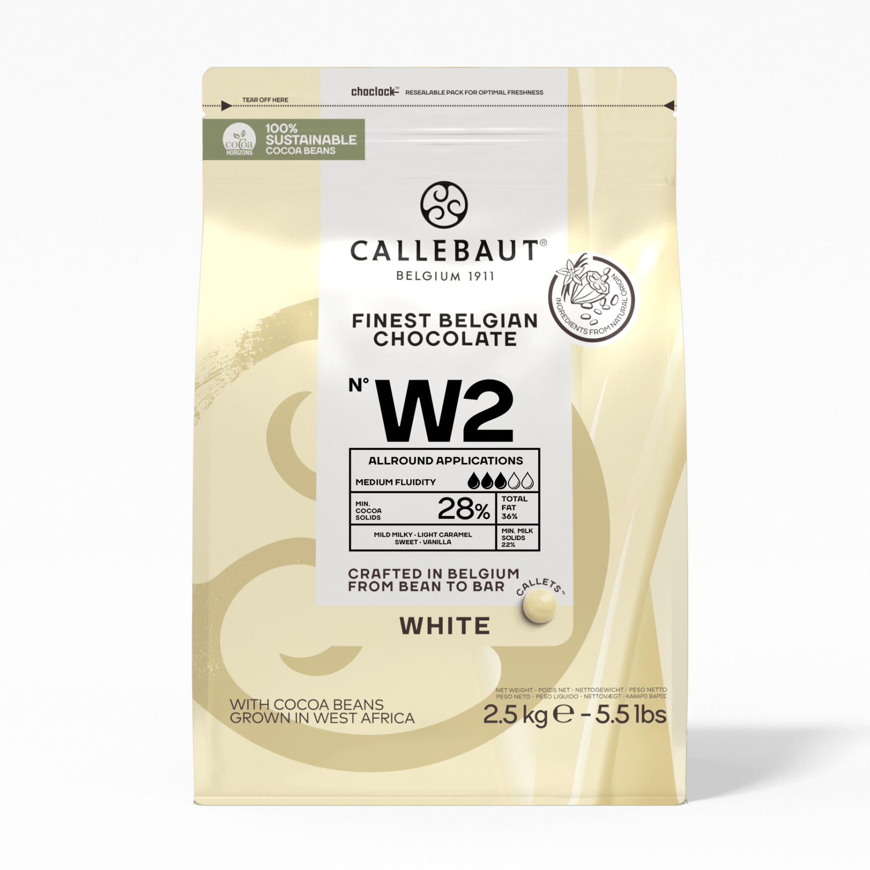 Callebaut - White Chocolate - W2 - 5.5lb Callets